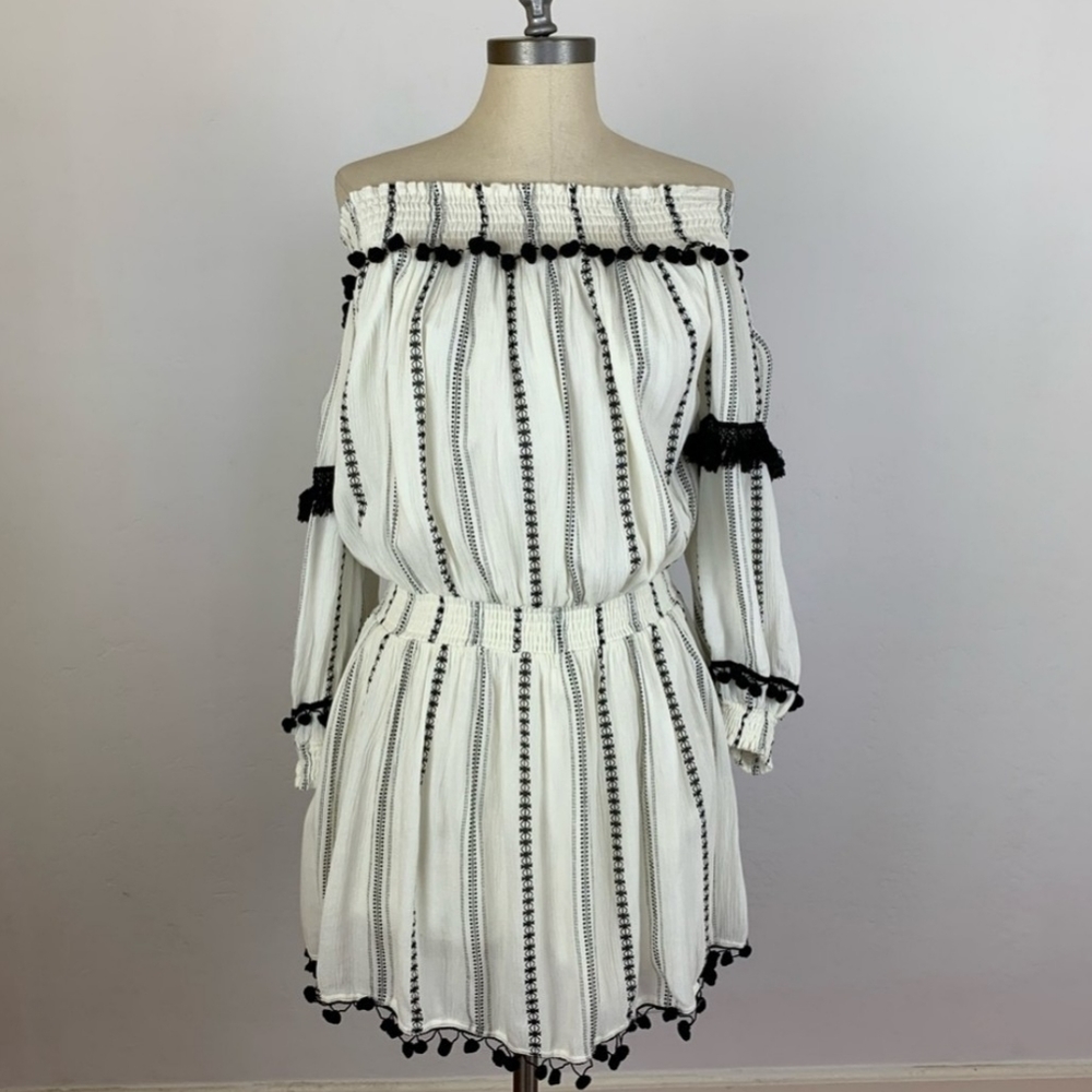 Tularosa Pom Off Shoulder Midi Dress